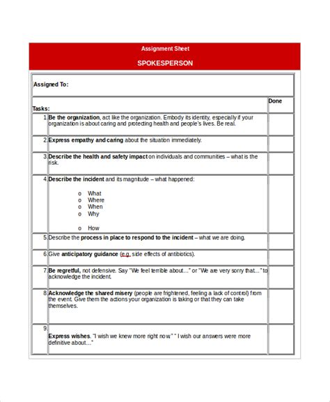 FREE 9 Sample Assignment Sheet Templates In PDF MS Word