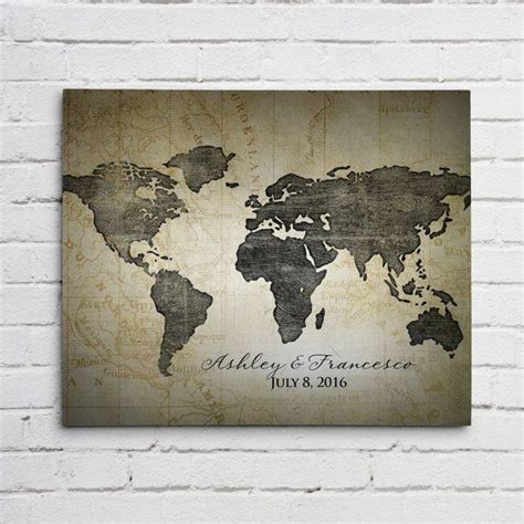 Personalized World Map Wall Art Canvas World Map By Allymacdesign