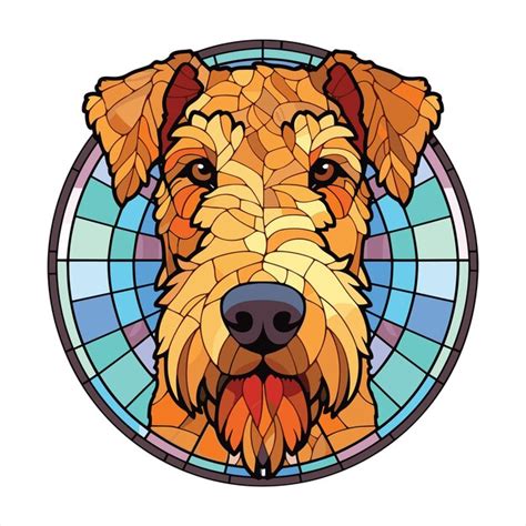 Airedale Terrier Hund Bunte Aquarell Buntglas Cartoon Kawaii Clipart