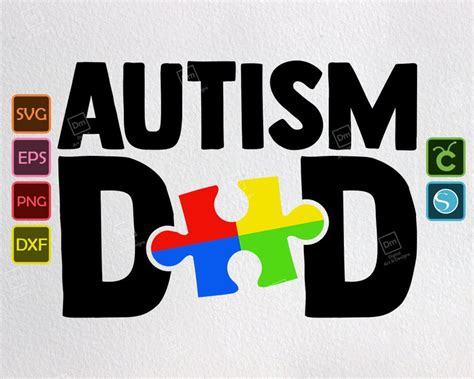 Autism Dad Svg Colorful Puzzle Pieces Png Autism Awareness Etsy