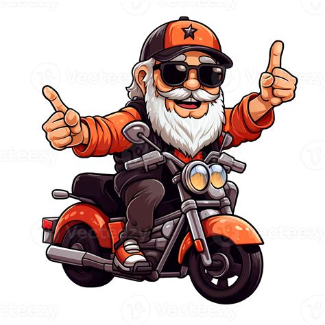 Cute Grandpa Riding Motorcycle Clipart Ai Generative 27235652 Png