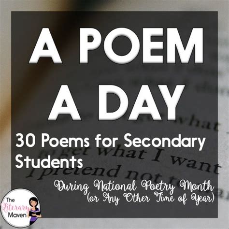 National Poetry Month Poem A Day Ela Teacher Secondary Ela High