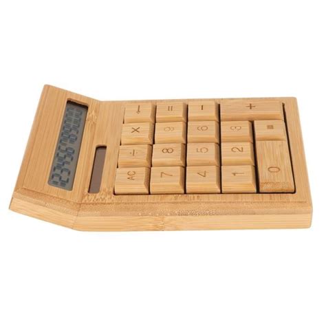 Minifinker Calculatrice En Bambou Calculatrice Solaire CS19 Batterie