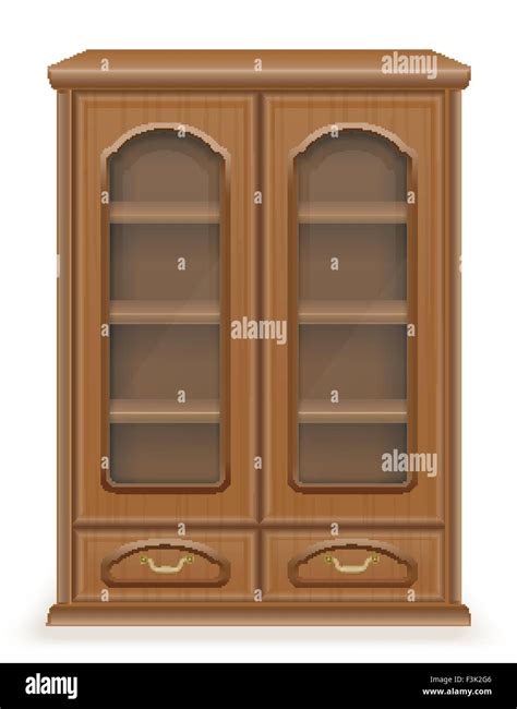 Cupboard Furniture Made Of Wood Vector Illustration Isolated On White