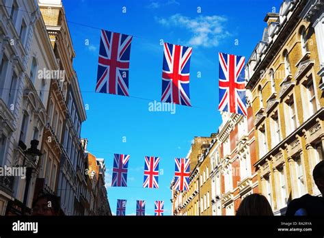 Union Jack Flag Windowline in London Stock Photo - Alamy