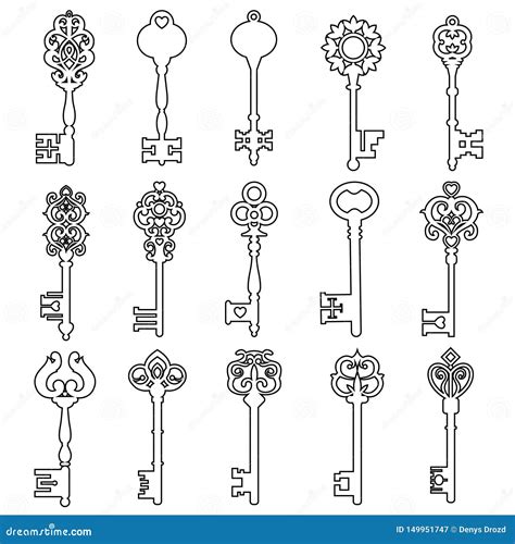 Set Of Vintage Keys Vintage Key Vector Icon Key Symbol Illustration