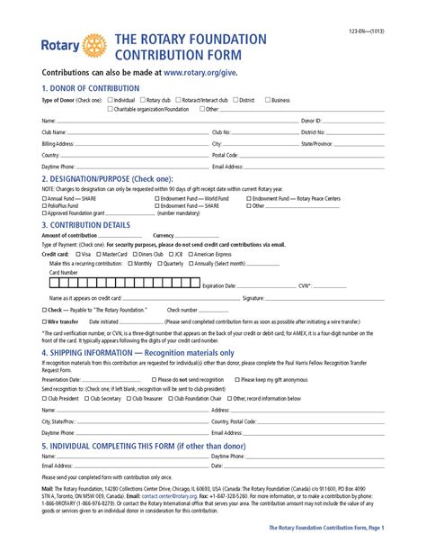 2017 07 01 Trf The Rotary Foundation Contribution Form 123en