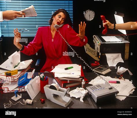 Overworked Secretary In Office Stock Photo Royalty Free Image