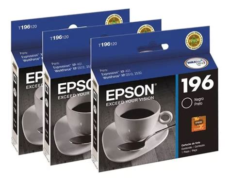 Combo 3 Cartucho Tinta Epson T196 Negro 196 T196120 C13t1961 Envío gratis