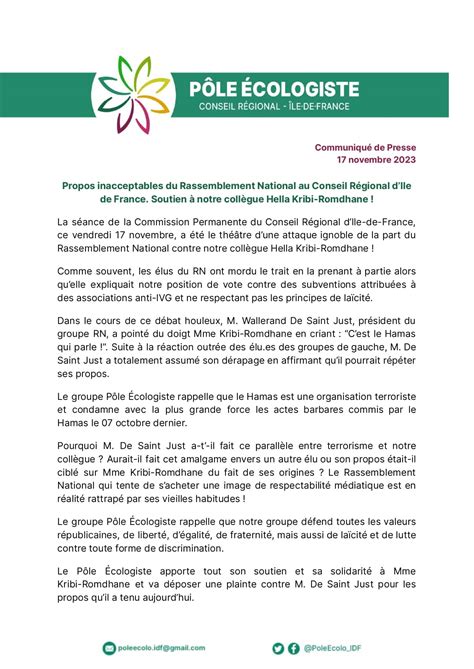 Propos Inacceptables Du Rassemblement National Au Conseil R Gional D