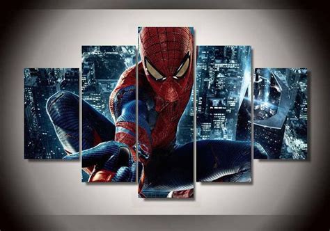 5 Panels Spiderman Canvas Art Marvel Spider Man Poster Piece Etsy