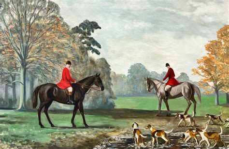 Charles Rodger - Huge British Hunting Scene Oil Painting Red Coat ...