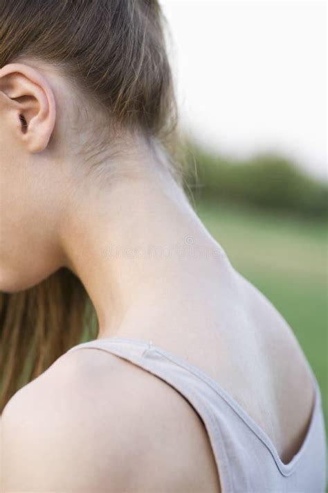 Closeup Side View Of Woman S Neck Stock Photo Image Of Back Brunet