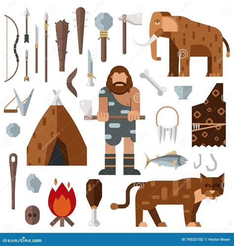 Stone Age Caveman Evolution Banners Cartoon Vector | CartoonDealer.com #79730839