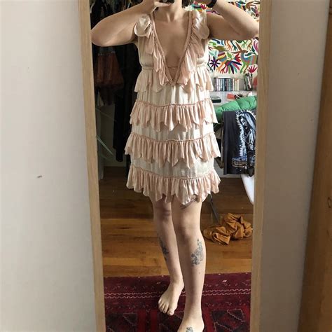 Beautiful 100 Silk Pink Jill Stuart Deep Cut Dress Depop