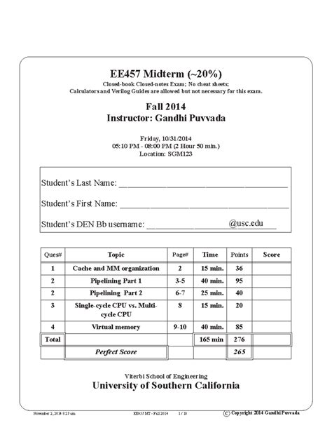 Ee457 MT Fall2014 457 Exams EE457 Midterm 20 Closed Book Closed