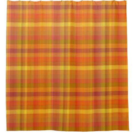 Cozy Fall Orange Plaid Pattern Shower Curtain Zazzle