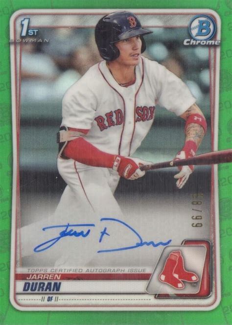 Jarren Duran 2020 Bowman CPA JD Chrome Prospect Auto Green Refractor