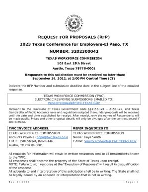 Fillable Online Twc Texas Request For Proposals Rfp Texas