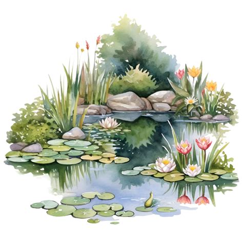 Download Free Vectors Images Photos And Videos Vecteezy Pond Drawing Watercolor