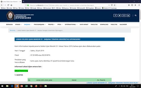 Lokasi Seleksi Ujian Mandiri S Sarjana Terapan Universitas