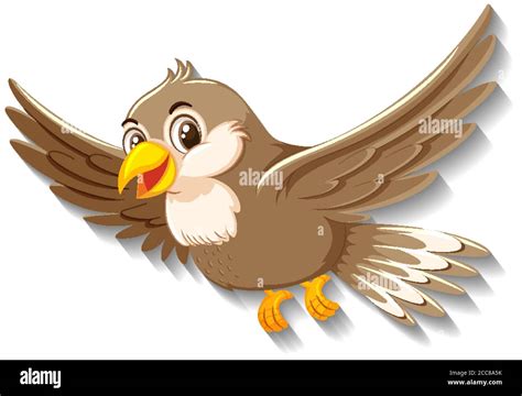 Cute sparrow bird cartoon character illustration Stock Vector Image ...