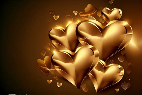 Golden D Hearts Valentines Day Background