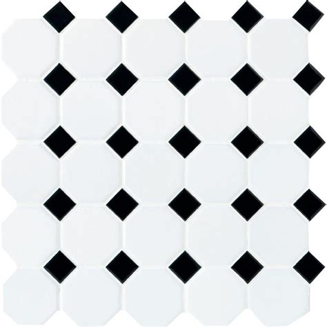 Daltile Octagon And Dot Matte White With Black Dot 12 In X 12 In