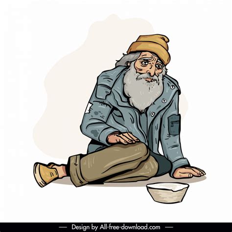 Homeless Person Design Elements Handdrawn Cartoon Vectors Images Graphic Art Designs In Editable