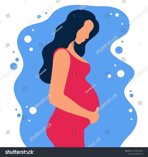 Pregnant Woman Big Belly Girl Long Stock Vector Royalty Free