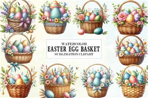 Easter Egg Basket Sublimation Clipart Graphic By King Store Creative