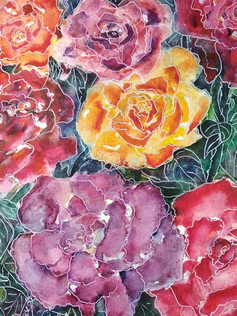 Pink Rose Watercolor Painting Flower Bud Square Picture | Etsy