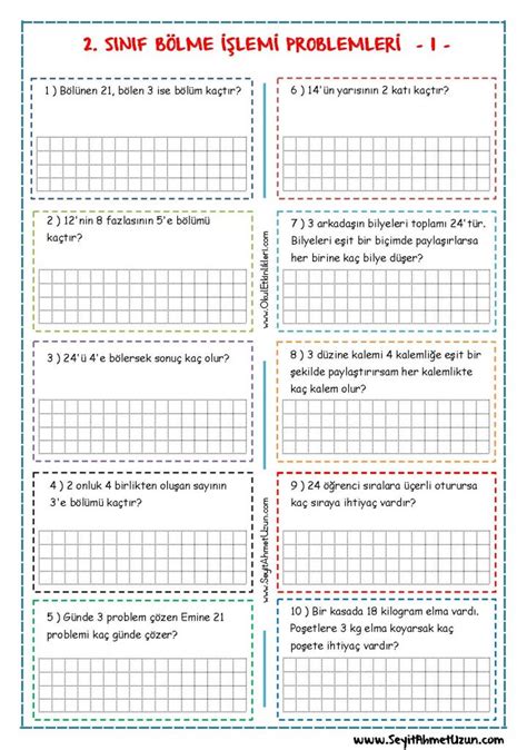 2 SINIF BÖLME İŞLEMİ PROBLEMLERİ 1 Seyit Ahmet Uzun Eğitime Yeni