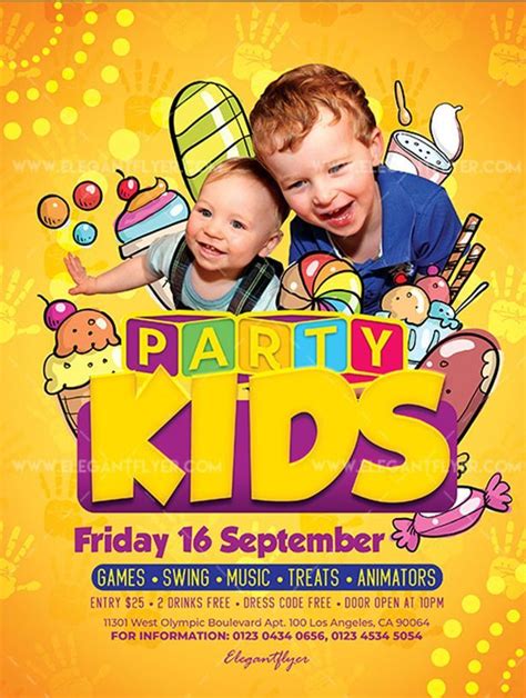 Kids Party Free Flyer Psd Template Kids Poster Kids Brochures