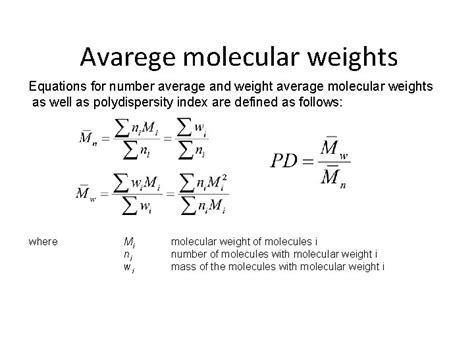 Polymer Molecular Weight Exercise 1 Avarege molecular weights