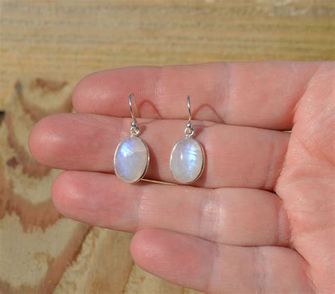 Silver Labradorite Oval Earrings