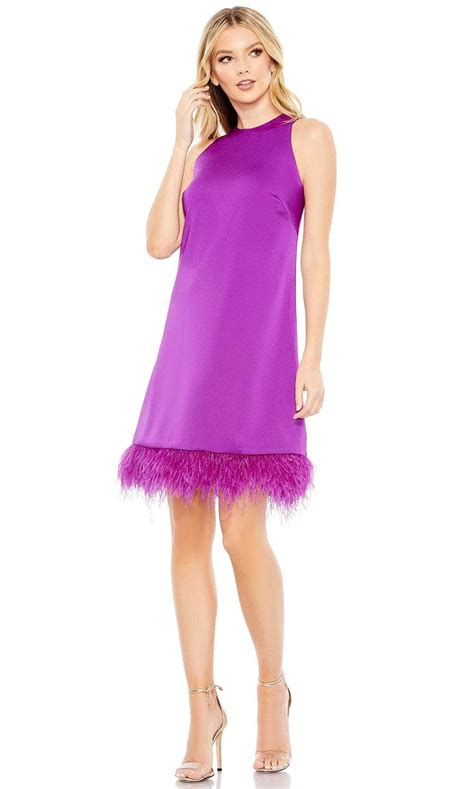 Mac Duggal 55805 Feathered Hem Cocktail Dress Couture Candy