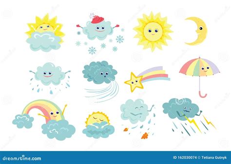 Weather Icons Weather Emblem Round Icons With Weather Symbols And