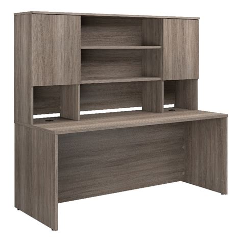 Pemberly Row Engineered Wood 72 X30 Desk With Hutch Bundle In Hudson