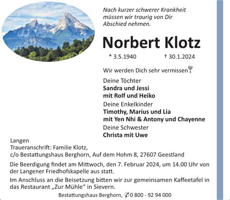 Norbert Klotz Gedenken Nordsee Zeitung