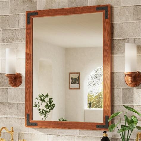 Amazon TETOTE Wood Framed Bathroom Mirror For Wall 24x36 Inch