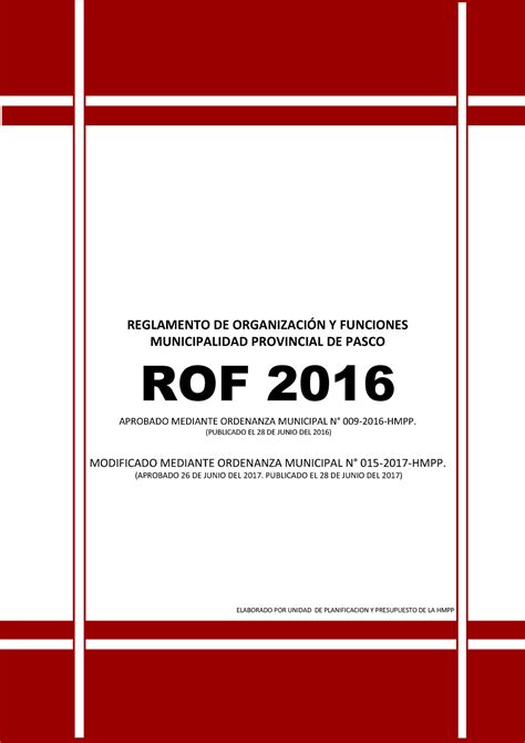 Reglamento De Organizaci N Y Funciones Rof Hmpp Reglamento De