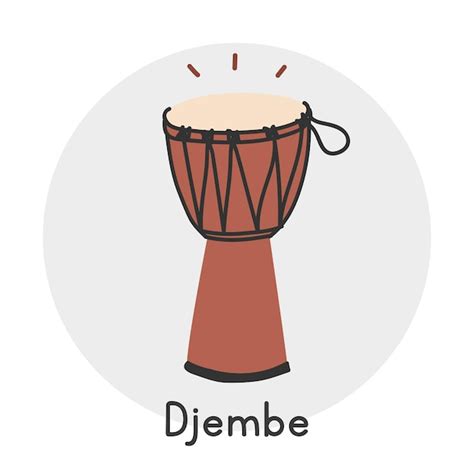 Djembe Clipart Estilo De Dibujos Animados Instrumento De Percusión Ilustración Vectorial Plana