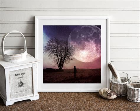 Super Moon PRINT Full Moon Photo Surreal Landscape Bare | Etsy