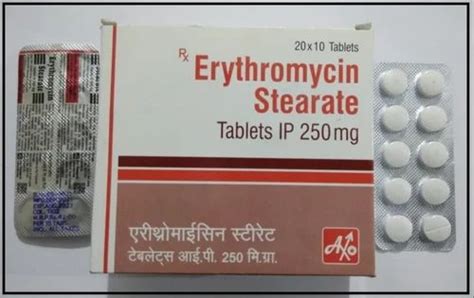 Erythromycin Stearate Tablet 250 Mg Packaging Size 1x10 At 38 Box