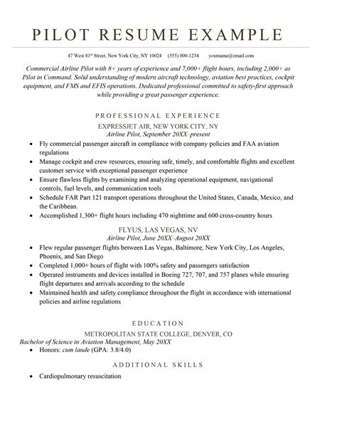 Aviation Resume Template