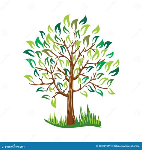 Green Tree With Leaves Vector Stylized Vector Stock Vector