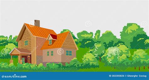 Forest house a stock vector. Illustration of drawing - 302305826