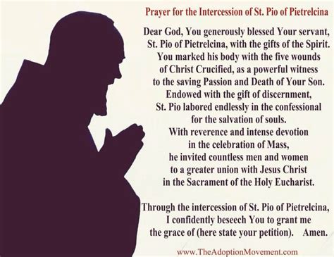 Dear Padre Pio Through Your Special Intercession That I Ask Of You