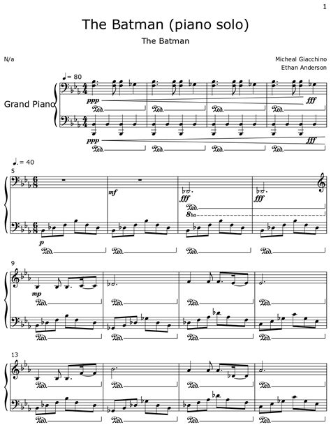 The Batman Piano Solo Sheet Music For Piano